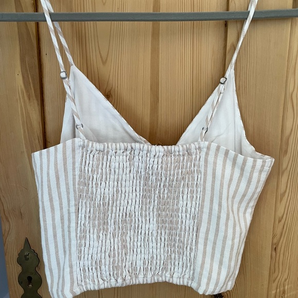 Abercrombie Beige & White Striped Wide Leg High Rise Pants and Matching Top - Picture 5 of 5